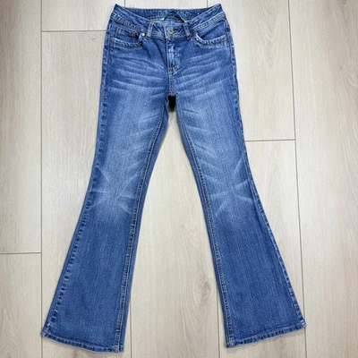 Винтажные джинсы Y2K Limited Too Super Low Flare для девочек 12 синие эластичные 99% хлопок эмо - Изображение 1 из 4