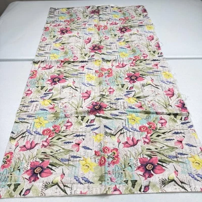 susan winget fabric pink floral words butterflies quilting cotton 44x41 1.2 yr - Image 1 of 4