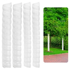 4pcs Tree Trunk Protector 2 Size Plastic Spiral Tree Guard Tube Tree Wrap White - Picture 1 of 7