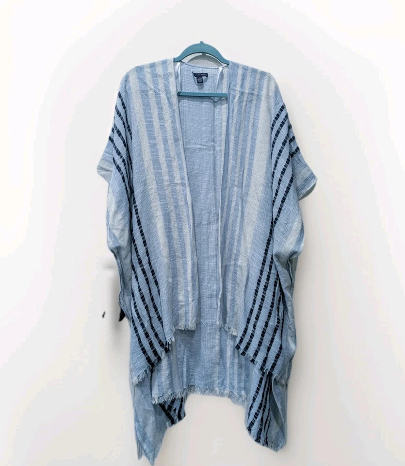 Poncho American Eagle Vaquera Costera Boho Playa Fray Rayas Gran Tamaño Festival Foto 1 de 4