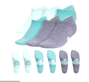 Womens ADIDAS 6-pair SUPERLITE No-show SOCKS 6 PAIRS pink purple Sz 5-10 M - Picture 1 of 7