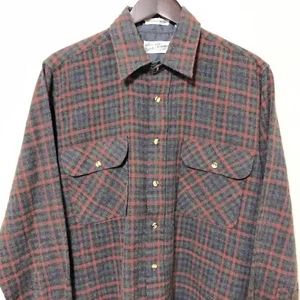 Vintage Sears Flanell Wolle Acryl Hemd Jagd kariert Schatten Einnadel - Bild 1 von 8