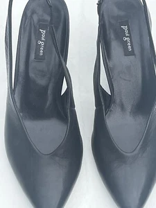 Paul Green Black Leather sling back heels Size 8 US. - Picture 1 of 5