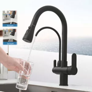 Grifo de Cocina 2 Vías Osmosis agua Grifo Mezclador Cocina giratorio 360° Negro - Imagen 1 de 11