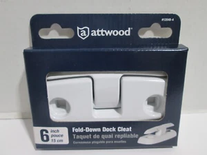 Attwood 6" Fold-Down Dock Cleat 12048-4  WHITE FACTORY SEALED NEW FREE SHIPPING - Picture 1 of 3
