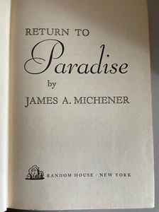 Vintage RETURN TO PARADISE by James A. Michener 1951 Hardcover Book Random Hse - Picture 1 of 6
