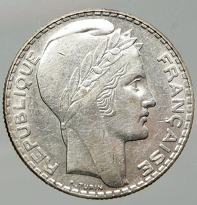 1938 FRANCE w Marianne FRENCH MOTTO Antique VINTAGE Silver 10 Francs Coin i92624 - Picture 1 of 3