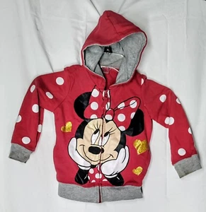 GIRLS MINNIE MOUSE ZIPPERED HOODIE - SIZE 6 - Picture 1 of 3