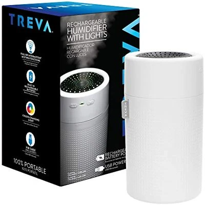 Treva Portable Cool Mist Mini Humidifier w/ Colored LED Lights, USB Rechargeable - Image 1 of 4