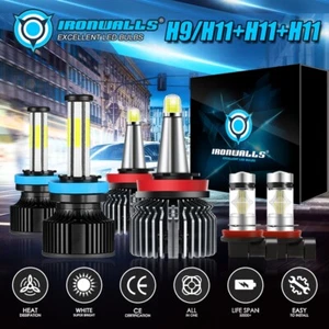 6 / 8 sides H9+H11 Hi/Lo LED Headlight+H11 Fog Bulbs For Nissan Sentra 2013-2023 - Picture 1 of 12
