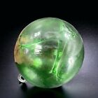 Hand Blown Large Green Poland Glass With Glass Treads Inside Polish Glass VTG