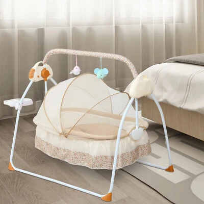 Cuna mecedora eléctrica Bluetooth para bebé cama infantil portátil Foto 1 de 4