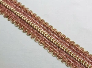 LYON, FRANCE ROSE PINK & IVORY ORNATE FRENCH PASSEMENTERIE GALON BRAID TRIM -A - Picture 1 of 2