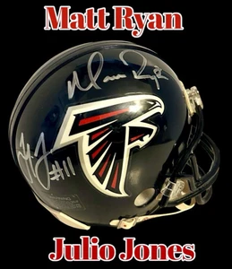 MATT RYAN & JULIO JONES AUTOGRAPHED SIGNED ATLANTA FALCONS MINI HELMET wAP/COA - Picture 1 of 7