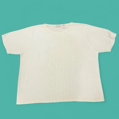 Suéter Preppy Coquette Vintage Y2K Studio Works Bege Pérola Doce Macio 2X Excelente Estado Usado - Imagem 1 de 4