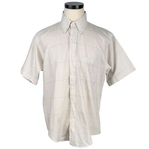 Arrow Dover Herren Kurzarm Button-Down Hemd XL beige kariert 80er USA - Bild 1 von 10