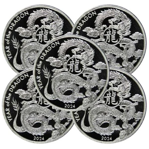 Lot of 5 - 2024 Asahi 1 oz Silver Dragon Round .999 Fine - Picture 1 of 3