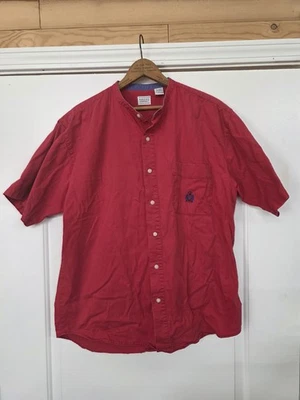 Vintage Bugle Boy Button Down Shirt Mens L Red Embroidered Logo 90s Short Sleeve - Image 1 of 4