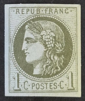 FRANCIA 1870 Como Nuevo NH Tipo Ceres 1 C Olive Yvert #39 CV 300 € FIRMADO EN MUY BUEN ESTADO Foto 1 de 2