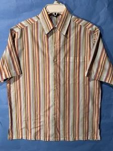 Retro 70’s Pastel Striped Hipster Bowler Inkhead Shirt Men’s M Casual Button Up - Picture 1 of 11