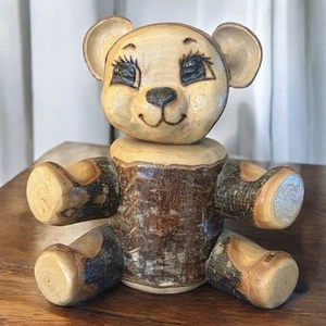 Vintage WOODMAN CREATIONS Schmuckschatulle mit geschnitztem Bär - Bild 1 von 10