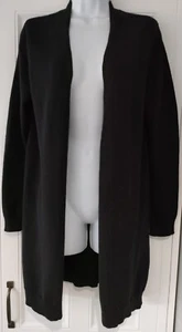 Womens Eileen Fisher Black Organic Linen Cotton Knit Open Long Cardigan XS. - Picture 1 of 10