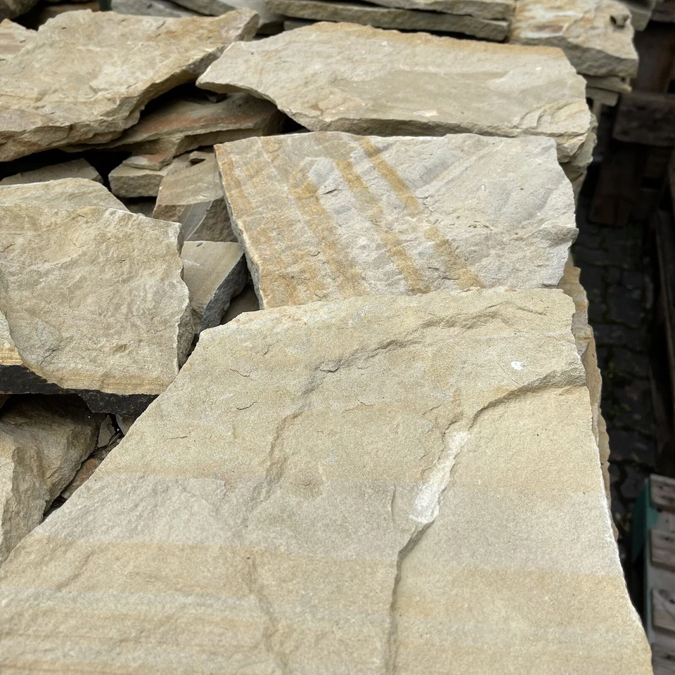 10M2 SANDSTEIN GELB VERBLENDER POLYGONALPLATTEN  BRUCHSTEINPLATTEN WANDSTEINE - Bild 1 von 4