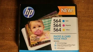 HP 564 Photo & Card Value Pack Cyan, Magenta, Yellow Ink Cartridges 70 Sheets 1 - Picture 1 of 3