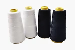 4pk Big Spool 100% Polyester Sewing Thread 2500 Yards Black & white 40S/2 - Picture 1 of 2