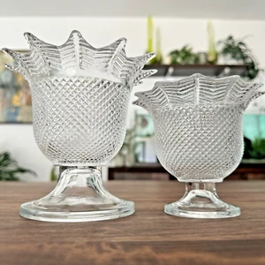 Vintage Glass Diamond Point Spider Cobweb Votive Holder, Dish, Vase Halloween - Picture 1 of 24