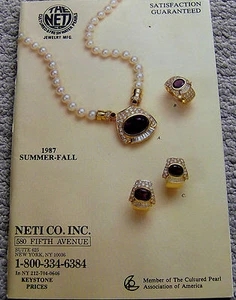 vintage 1987 NETI CO. Cultured Freshwater Pearls JEWLERY catalog FIFTH AVE NY - Picture 1 of 2