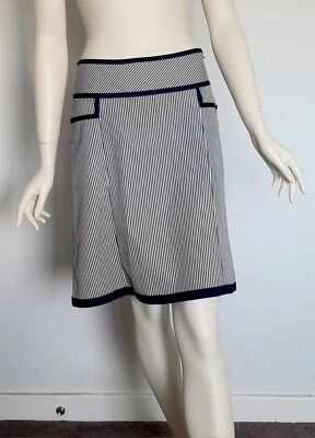 Falda informal Esprit talla 10 azul marino y blanco a rayas línea A hasta la rodilla Foto 1 de 4