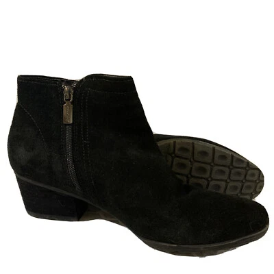 Botines Blondo Mujer Talla 11 Negro Gamuza Cremallera Lateral Tacón Bloque Impermeables Foto 1 de 4