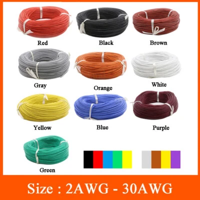 Extra Soft Flexible Silicone Wire Cable 0.08mm Tinned Copper 2/4/6/7/8/10-30 AWG - Image 1 of 4