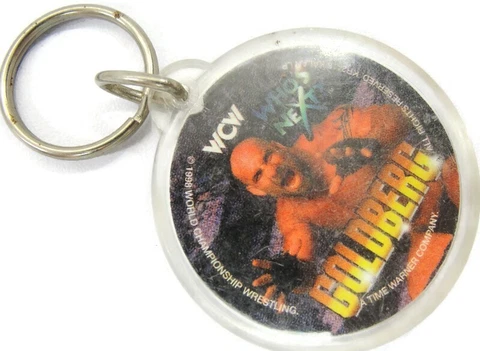Vintage 1998 WCW Wrestler Goldberg Round Key Chain WWE Cover