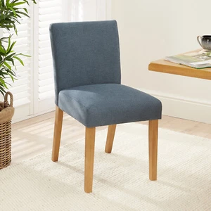 Monty Blue Fabric Dining Chair with Oak Legs - Kitchen Furniture Seating DIN-82 - Picture 1 of 9