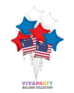 Ramo de Globos Bandera de Estados Unidos, Globos Día de la Independencia - (8 Globos) - Imagen 1 de 5