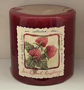 Sealed Vtg Bath & Body Works White Barn Sun Ripened Raspberry 3x3 Pillar Candle - Picture 1 of 7