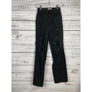 Pacsun 90s Boyfriend Jeans Black 23 Distressed High Rise - Picture 1 of 7