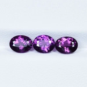 3.15 ct BEST GRADE PURPLE PINK NATURAL RHODOLITE PURPLE GARNET - Oval 3pcs Video - Picture 1 of 3