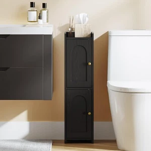 Bathroom Storage Cabinet, Corner Floor Cabinet with 2 Doors and Adjustable Shelf - Picture 1 of 9