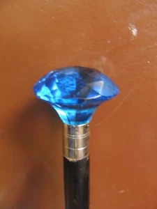 36" Victorian Walking Stick Cobalt Blue Cut Glass Cane - Picture 1 of 2