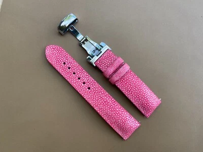 粉色 Stingray 皮革表带,尺寸 18 毫米 19 毫米 20 毫米 21 毫米 22 毫米 24 毫米 26 毫米 — 第 1/4 张图片