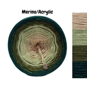 Green Forest - Ombre Merino/Acrylic Yarn - Soft Gradient Yarn Cake - Picture 1 of 4
