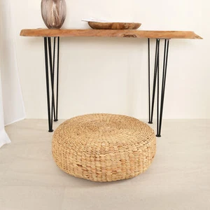 WOHNFREUDEN Sitz-Pouf Bruno aus Wasserhyazinthe 55x55x21cm natur Hocker - Bild 1 von 3