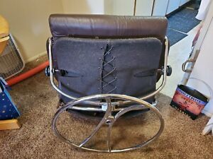Vintage Mid Century Mod Ekornes Stressless Leather Recliner Chair Large Size 