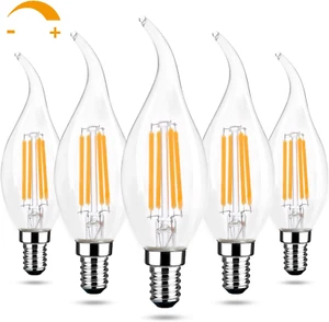 LED Chandelier Light Bulbs, E12 Candelabra Bulb 60 Watt Equivalent, 2700K Warm W - Picture 1 of 11