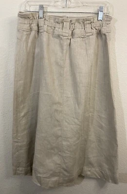 Falda con botones Soft Surroundings Nicoleta para mujer talla M 100 % lino forrada beige Foto 1 de 4