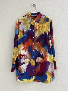 Soft Surroundings Painters Palette Smocked Button down Shirt Size Small Artsy - Picture 1 of 7
