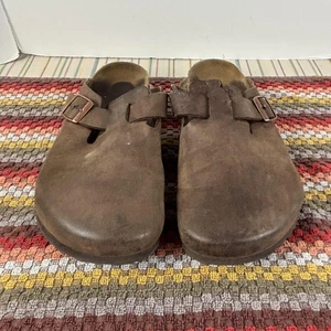 Birkenstock Boston Shoes Mens Size 10 Brown Suede Slip On Clogs Comfort Germany - Picture 1 of 18